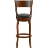 image:imageFlash Furniture Nichola Commercial Classic Open Back Barstool  Antique Oak Finish Wood Frame  Black LeatherSoft Seat  Bar Height  360 Swivel Seat  FootrestBlack VinylAntique Oak Frame