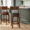 image:imageFlash Furniture Nichola Commercial Classic Open Back Barstool  Espresso Finish Wood Frame  Black LeatherSoft Seat  Counter Height  360 Swivel Seat  FootrestBlack VinylAntique Oak Frame
