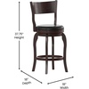 image:imageFlash Furniture Nichola Commercial Classic Open Back Barstool  Espresso Finish Wood Frame  Black LeatherSoft Seat  Counter Height  360 Swivel Seat  FootrestBlack VinylEspresso Frame