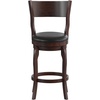 image:imageFlash Furniture Nichola Commercial Classic Open Back Barstool  Espresso Finish Wood Frame  Black LeatherSoft Seat  Counter Height  360 Swivel Seat  FootrestBlack VinylEspresso Frame