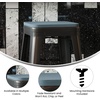 image:imageFlash Furniture Perry Set of 4 Poly Resin Wood Seat  Gray Polystyrene  Rounded Edges for Comfort  For Colorful Metal Chairs and Stools  IndoorOutdoorTealblue