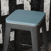 image:imageFlash Furniture Perry Set of 4 Poly Resin Wood Seat  Gray Polystyrene  Rounded Edges for Comfort  For Colorful Metal Chairs and Stools  IndoorOutdoorTealblue