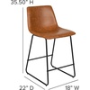 image:imageFlash Furniture Reagan 24 LeatherSoft Counter Height Stools with Footrest MidCentury Modern Bucket Style Dining Chairs Set of 2 Light Brown
