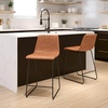 image:imageFlash Furniture Reagan 24 LeatherSoft Counter Height Stools with Footrest MidCentury Modern Bucket Style Dining Chairs Set of 2 Light Brown