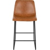 image:imageFlash Furniture Reagan 24 LeatherSoft Counter Height Stools with Footrest MidCentury Modern Bucket Style Dining Chairs Set of 2 Light Brown
