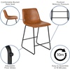 image:imageFlash Furniture Reagan 24 LeatherSoft Counter Height Stools with Footrest MidCentury Modern Bucket Style Dining Chairs Set of 2 Light Brown