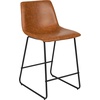 image:imageFlash Furniture Reagan 24 LeatherSoft Counter Height Stools with Footrest MidCentury Modern Bucket Style Dining Chairs Set of 2 Light Brown