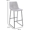 image:imageFlash Furniture Reagan 30 LeatherSoft Barstools with Footrest MidCentury Modern Bucket Style Bar Height Stools Set of 2 Light Gray