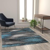 image:imageFlash Furniture Rylan Collection Scraped Pattern Area Rug  High Pile Purple Olefin Rug  2 x 3 Area Rug  Jute Backing  Hallway Entryway Bedroom Living RoomBlue