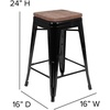 image:imageFlash Furniture Sinclair 24 High Backless Mint Green Counter Height Stool with Square Wood SeatBlack
