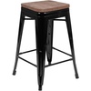 image:imageFlash Furniture Sinclair 24 High Backless Mint Green Counter Height Stool with Square Wood SeatBlack