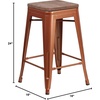 image:imageFlash Furniture Sinclair 24 High Backless Mint Green Counter Height Stool with Square Wood SeatCopper