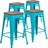 image:imageFlash Furniture Sinclair 24 High Backless Mint Green Counter Height Stool with Square Wood SeatCrystal Tealblue