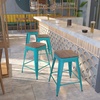 image:imageFlash Furniture Sinclair 24 High Backless Mint Green Counter Height Stool with Square Wood SeatCrystal Tealblue