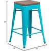 image:imageFlash Furniture Sinclair 24 High Backless Mint Green Counter Height Stool with Square Wood SeatCrystal Tealblue