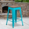 image:imageFlash Furniture Sinclair 24 High Backless Mint Green Counter Height Stool with Square Wood SeatCrystal Tealblue