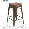 image:imageFlash Furniture Sinclair 24 High Backless Mint Green Counter Height Stool with Square Wood SeatGun Metal