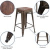 image:imageFlash Furniture Sinclair 24 High Backless Mint Green Counter Height Stool with Square Wood SeatGun Metal