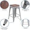 image:imageFlash Furniture Sinclair 24 High Backless Mint Green Counter Height Stool with Square Wood SeatSilver