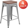 image:imageFlash Furniture Sinclair 24 High Backless Mint Green Counter Height Stool with Square Wood SeatSilver