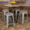 image:imageFlash Furniture Sinclair 24 High Backless Mint Green Counter Height Stool with Square Wood SeatSilver