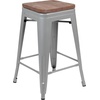 image:imageFlash Furniture Sinclair 24 High Backless Mint Green Counter Height Stool with Square Wood SeatSilver