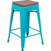 image:imageFlash Furniture Sinclair 24 High Backless Mint Green Counter Height Stool with Square Wood SeatTeal