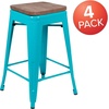image:imageFlash Furniture Sinclair 24 High Backless Mint Green Counter Height Stool with Square Wood SeatTeal