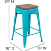image:imageFlash Furniture Sinclair 24 High Backless Mint Green Counter Height Stool with Square Wood SeatTeal
