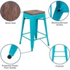 image:imageFlash Furniture Sinclair 24 High Backless Mint Green Counter Height Stool with Square Wood SeatTeal