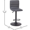 image:imageFlash Furniture Vincent Modern Cognac Vinyl Adjustable Bar Stool with Back Swivel Stool with Black Pedestal Base and FootrestGrayBlack Frame