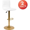 image:imageFlash Furniture Vinyl Swivel Adjustable Bar Stool with Back White 2Pack  Counter Height Modern Pedestal Base Vinyl Upholstery