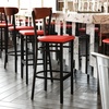 image:imageFlash Furniture Wright Commercial Grade Barstool  Walnut Finish Solid Wood Seat and Boomerang Back  500 LB Capacity Black Steel Frame  Integrated FootrestWalnut Wood BackRed Vinyl Seat