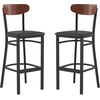 image:imageFlash Furniture Wright Commercial Grade Barstool  Walnut Finish Solid Wood Seat and Boomerang Back  500 LB Capacity Black Steel Frame  Integrated FootrestWalnut Wood BackBlack Vinyl Seat