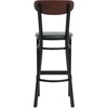 image:imageFlash Furniture Wright Commercial Grade Barstool  Walnut Finish Solid Wood Seat and Boomerang Back  500 LB Capacity Black Steel Frame  Integrated FootrestWalnut Wood BackGreen Vinyl Seat
