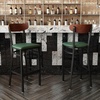image:imageFlash Furniture Wright Commercial Grade Barstool  Walnut Finish Solid Wood Seat and Boomerang Back  500 LB Capacity Black Steel Frame  Integrated FootrestWalnut Wood BackGreen Vinyl Seat