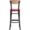 image:imageFlash Furniture Wright Commercial Grade Barstool  Walnut Finish Solid Wood Seat and Boomerang Back  500 LB Capacity Black Steel Frame  Integrated FootrestNatural Birch Wood BackRed Vinyl Seat