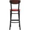 image:imageFlash Furniture Wright Commercial Grade Barstool  Walnut Finish Solid Wood Seat and Boomerang Back  500 LB Capacity Black Steel Frame  Integrated FootrestWalnut Wood BackRed Vinyl Seat