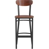 image:imageFlash Furniture Wright Commercial Grade Barstool  Walnut Finish Solid Wood Seat and Boomerang Back  500 LB Capacity Black Steel Frame  Integrated FootrestWalnut
