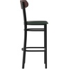image:imageFlash Furniture Wright Commercial Grade Barstool  Walnut Finish Solid Wood Seat and Boomerang Back  500 LB Capacity Black Steel Frame  Integrated FootrestWalnut Wood BackGreen Vinyl Seat