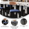 image:imageFlash Furniture Wright Commercial Grade Barstool  Walnut Finish Solid Wood Seat and Boomerang Back  500 LB Capacity Black Steel Frame  Integrated FootrestNatural Birch Wood BackBlue Vinyl Seat