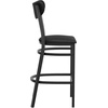 image:imageFlash Furniture Wright Commercial Grade Barstool  Walnut Finish Solid Wood Seat and Boomerang Back  500 LB Capacity Black Steel Frame  Integrated FootrestBlack Vinyl BackBlack Vinyl Seat