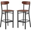 image:imageFlash Furniture Wright Commercial Grade Barstool  Walnut Finish Solid Wood Seat and Boomerang Back  500 LB Capacity Black Steel Frame  Integrated FootrestWalnut