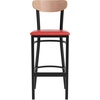 image:imageFlash Furniture Wright Commercial Grade Barstool  Walnut Finish Solid Wood Seat and Boomerang Back  500 LB Capacity Black Steel Frame  Integrated FootrestNatural Birch Wood BackRed Vinyl Seat