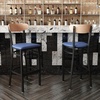 image:imageFlash Furniture Wright Commercial Grade Barstool  Walnut Finish Solid Wood Seat and Boomerang Back  500 LB Capacity Black Steel Frame  Integrated FootrestNatural Birch Wood BackBlue Vinyl Seat