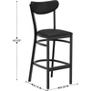 image:imageFlash Furniture Wright Commercial Grade Barstool  Walnut Finish Solid Wood Seat and Boomerang Back  500 LB Capacity Black Steel Frame  Integrated FootrestBlack Vinyl BackBlack Vinyl Seat
