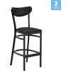 image:imageFlash Furniture Wright Commercial Grade Barstool  Walnut Finish Solid Wood Seat and Boomerang Back  500 LB Capacity Black Steel Frame  Integrated FootrestBlack Vinyl BackBlack Vinyl Seat
