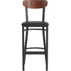 image:imageFlash Furniture Wright Commercial Grade Barstool  Walnut Finish Solid Wood Seat and Boomerang Back  500 LB Capacity Black Steel Frame  Integrated FootrestWalnut Wood BackBlack Vinyl Seat