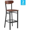 image:imageFlash Furniture Wright Commercial Grade Barstool  Walnut Finish Solid Wood Seat and Boomerang Back  500 LB Capacity Black Steel Frame  Integrated FootrestWalnut