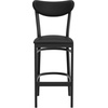 image:imageFlash Furniture Wright Commercial Grade Barstool  Walnut Finish Solid Wood Seat and Boomerang Back  500 LB Capacity Black Steel Frame  Integrated FootrestBlack Vinyl BackBlack Vinyl Seat